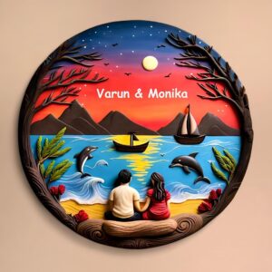 Handmade Couple On Beach 3D Art