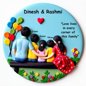 Handmade Pretty Family 3D Art (3 kid)