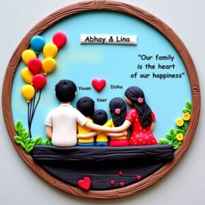 Handmade Sweet-heart Family 3D Art (3 kid)