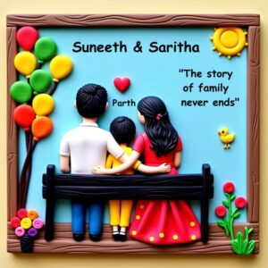 Handmade Cutest Family 3D Art (1 kid)