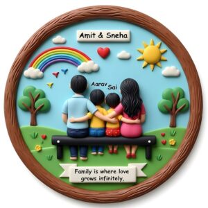 Handmade Pretty Family 3D Art (2 kid)