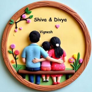 Handmade Beautiful Family 3D Art (1 kid)