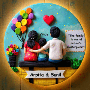 Lovely Family 3D Art With Lighting (1 kid)