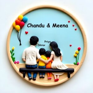 Handmade Sweet Family 3D Art (2 kid)