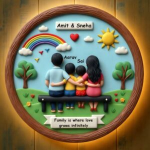 Handmade Pretty Family 3D Art With Lighting