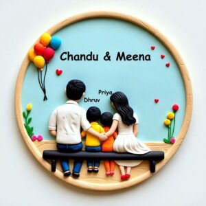 Handmade Caring Family 3D Art (2 kid)