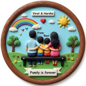 Handmade Pretty Family 3D Art (2 kid)