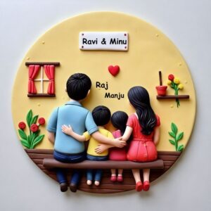 Handmade Best Family 3D Art (2 kid)