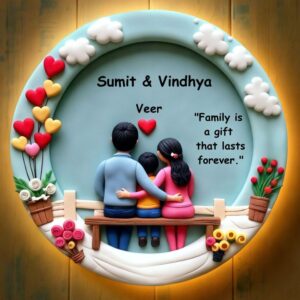 Handmade Dynamic Family  3D Art (1 kid) With Lighting